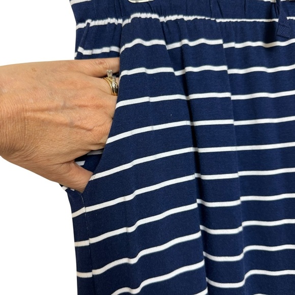 NWT St. John's Bay Blue White Stripe Knit Midi Skirt Drawstring Side Slits Sz L - Picture 7 of 11
